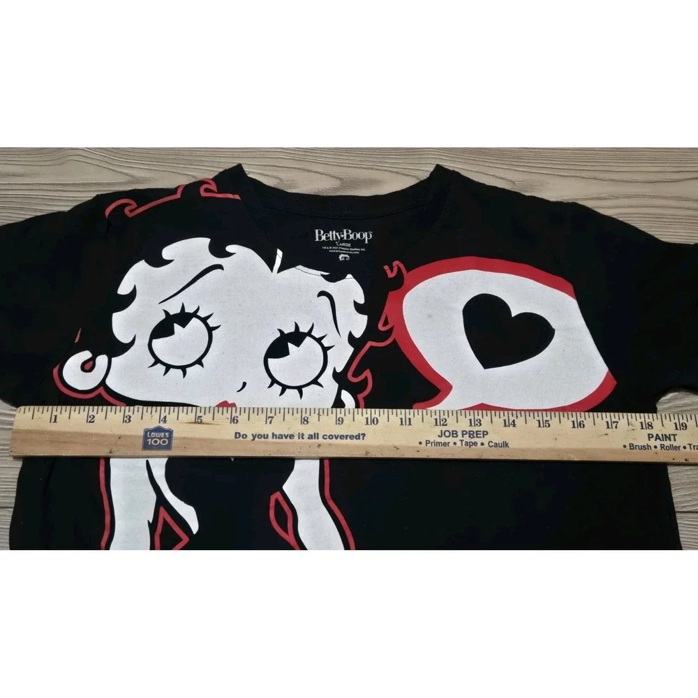 Betty Boop AOP Shirt Size Large Black Cartoon Animation